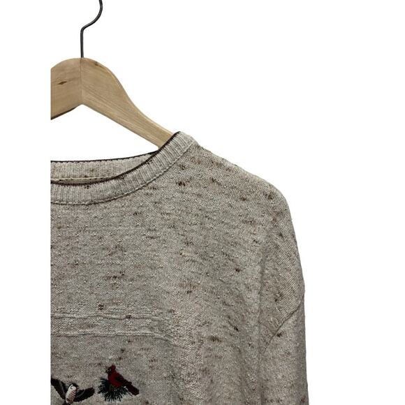 Vintage 90s cardinals birds sweatshirt gray crewneck Shenandoah knit sz Large - Picture 3 of 9